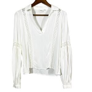 Jacqueline de Yong Bell Sleeve Peasant Top Long Sleeve White - 34